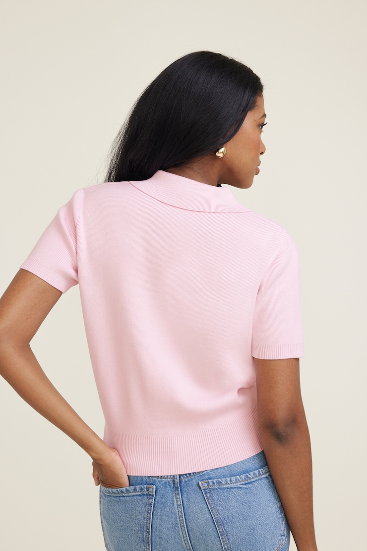 Polo Crewneck Cardigan Parfait Pink large