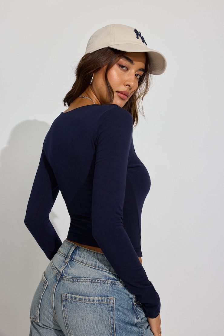 Addison Square Neck Top, Mariana Blue, large