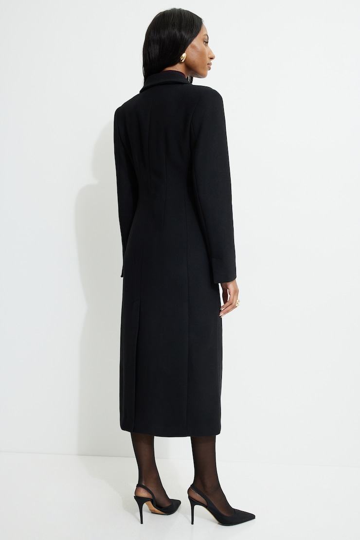 Tailored Single Breasted Coat Jet Black large