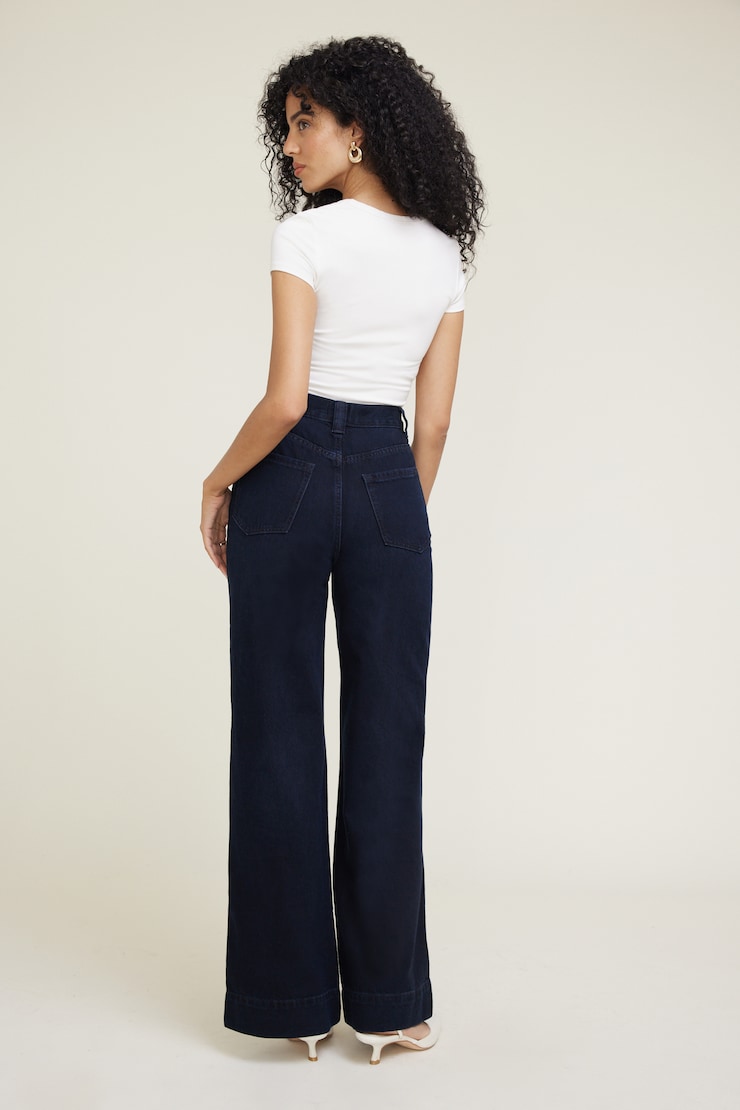 Lennon Ultra High Rise Wide Leg Column Jeans Dark Indigo / Onyx Blue large