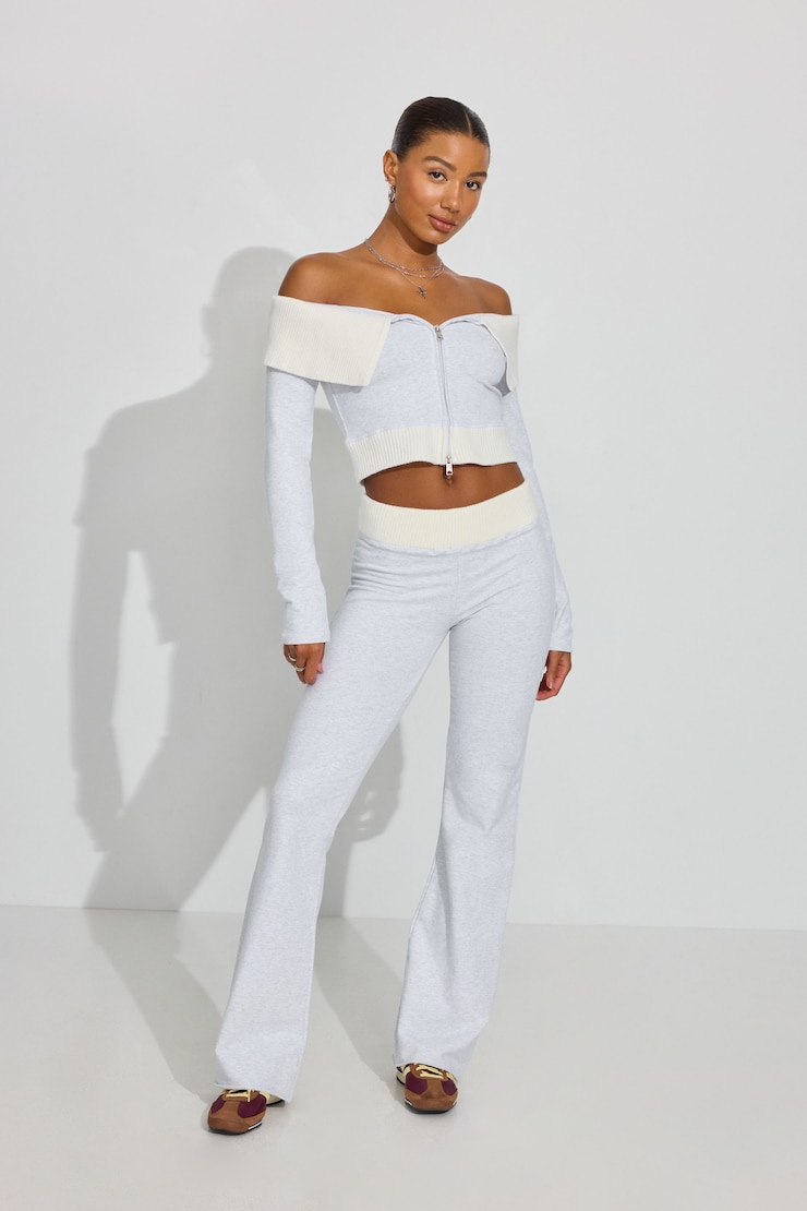 Combo Off Shoulder Zip Up Grey | Garage