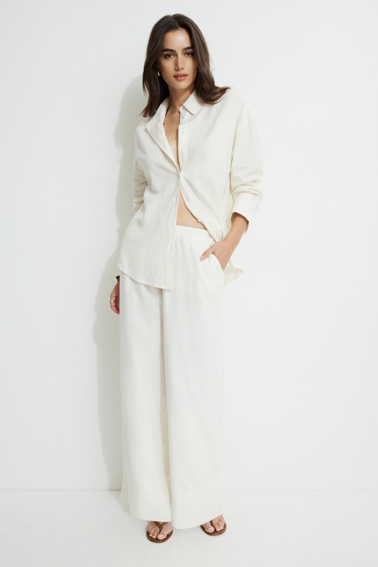 Leo Wide Leg Linen Pants Sea Salt large