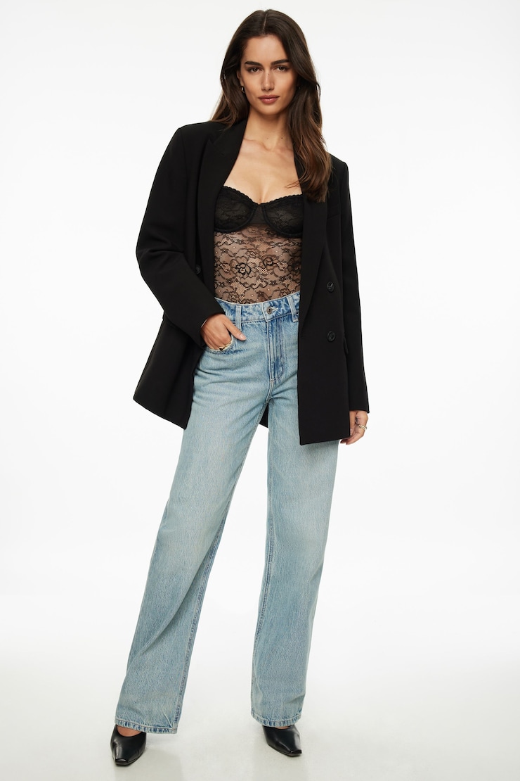 Sheer Lace Bodysuit Jet Black large