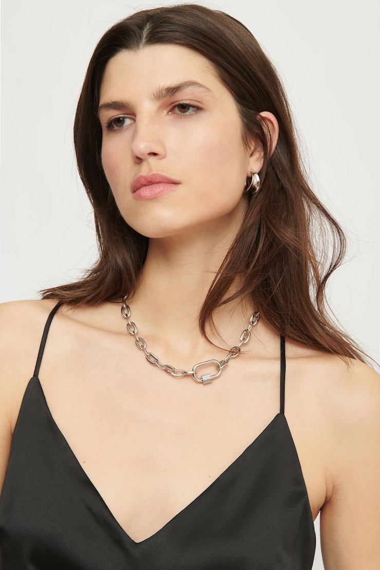 Heavy Chain with Carabiner Clasp Silver large