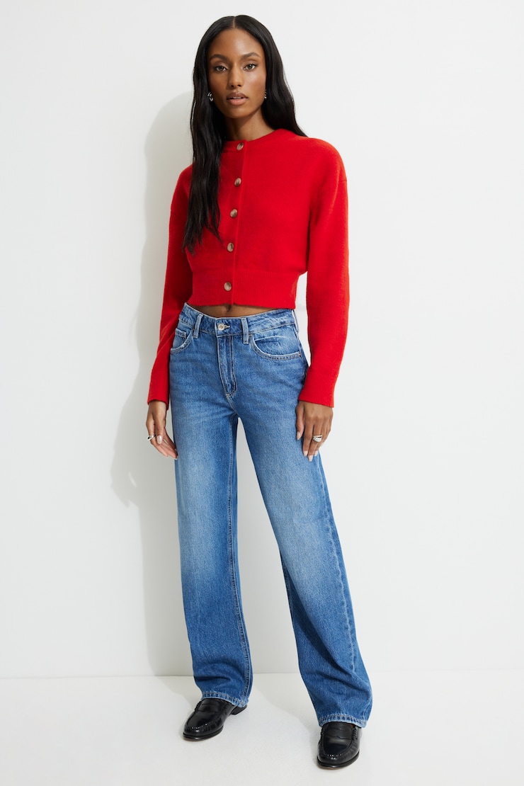 Heavenlyarn™ Catherine Crewneck Cardigan Red | Dynamite