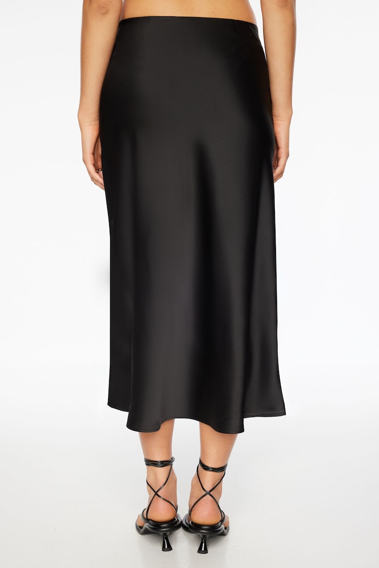 Melody Satin Slip Midi Skirt Jet Black large