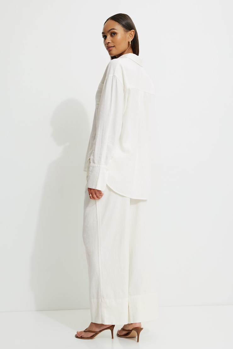 Monroe Oversized Linen Shirt Snow White large