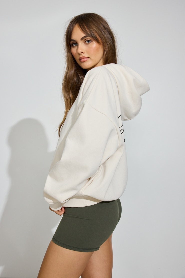 UltraFleece Hoodie, Tofu Off-White with "Off Duty" Art, large