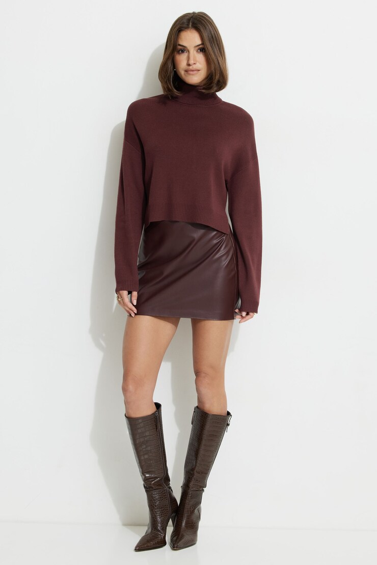 Cropped Turtleneck Sweater Dark Ruby large