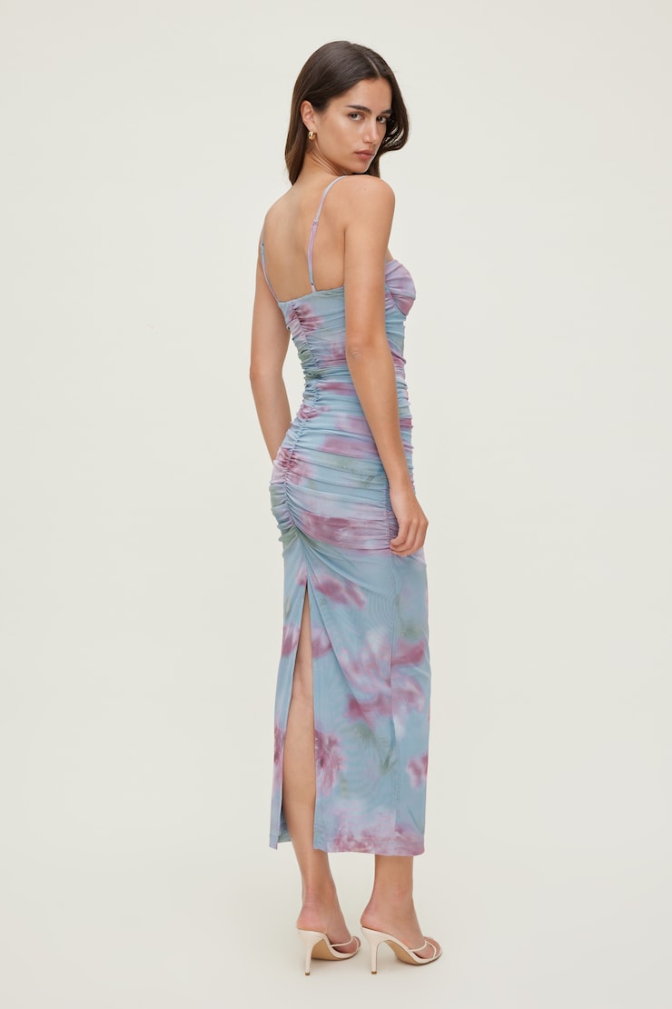 Mona Mesh Midi Dress Floral Dream Purple large