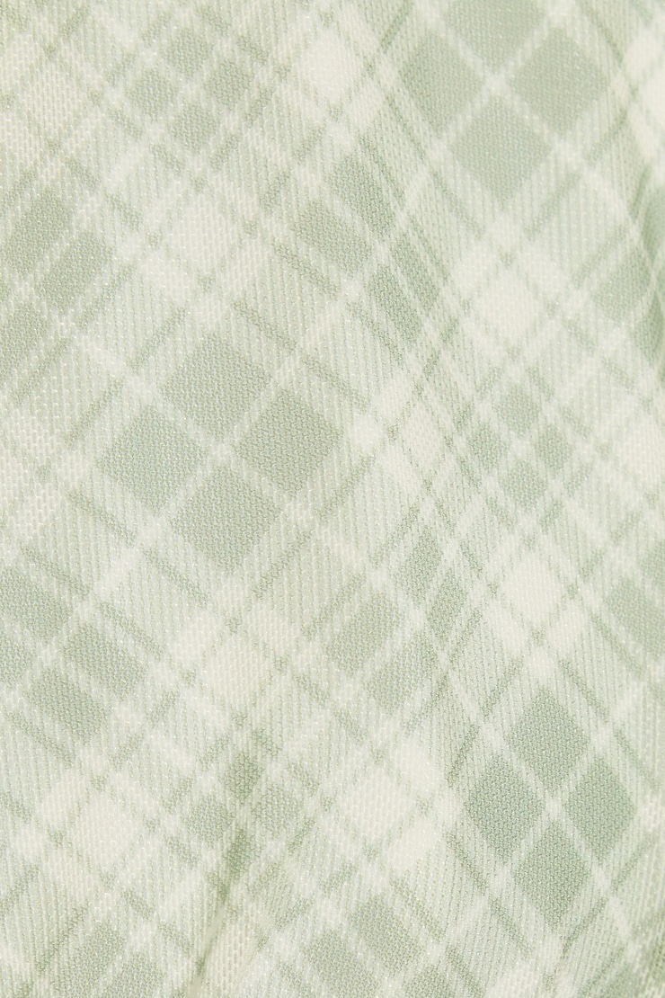 Deep Plunge Mesh Halter Top, Green/White Plaid, large