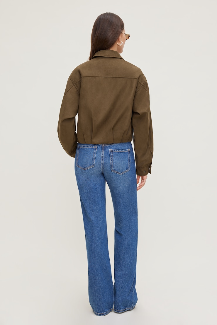 Balloon Faux Suede Jacket Brown | Dynamite