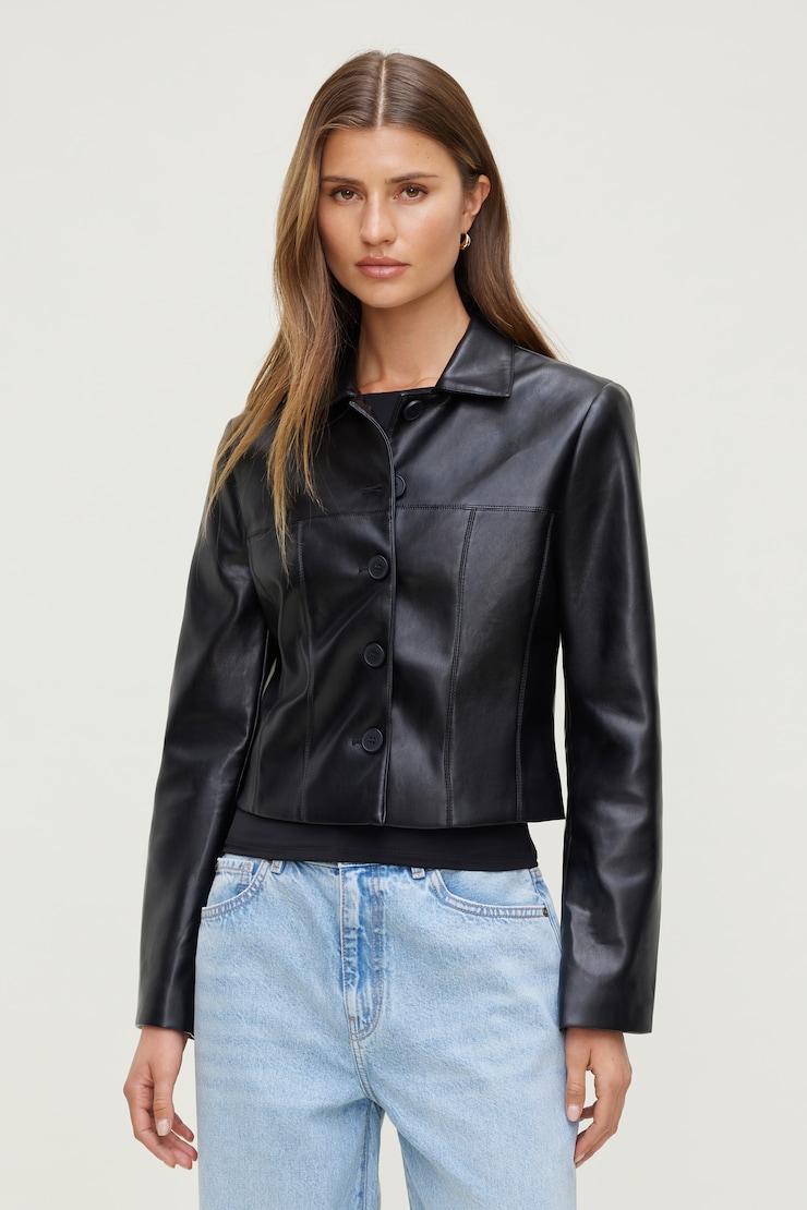 Charlotte Short Faux Leather Jacket