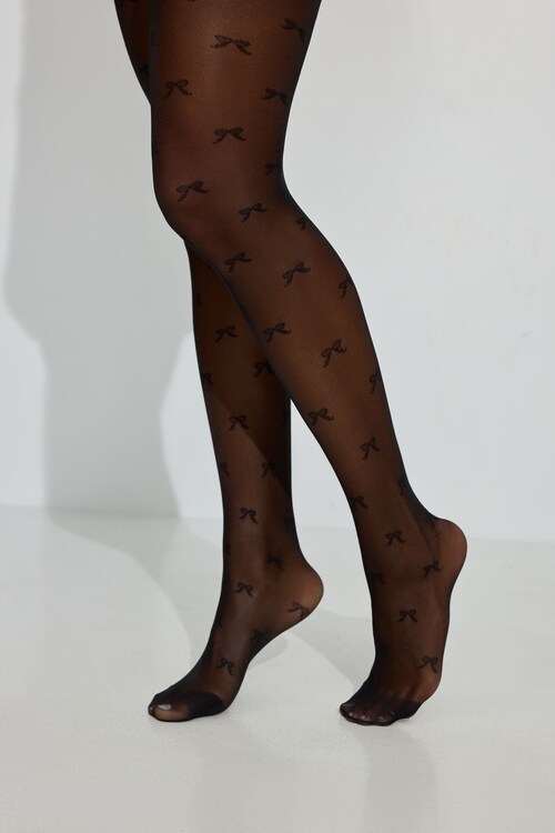 Mini Bow Print Tights BLACK | Garage