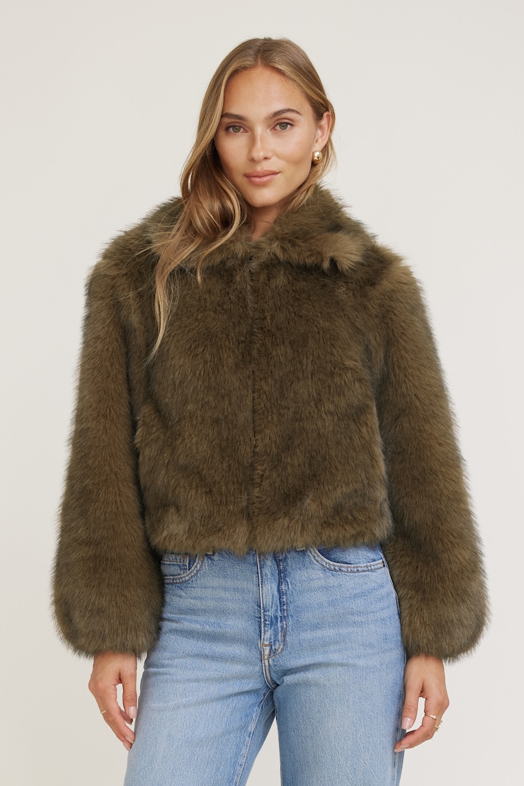 Zipped Faux Fur Jacket