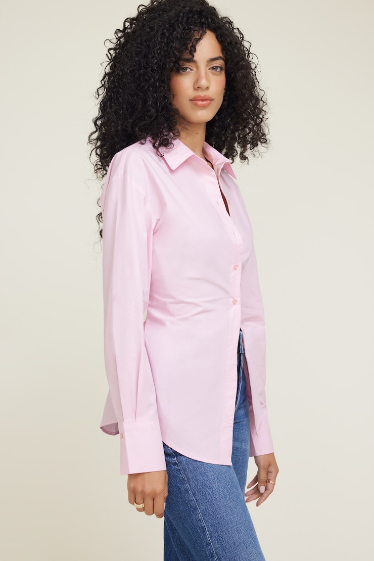 Chemise en coton cintrée à la taille Rose parfait large