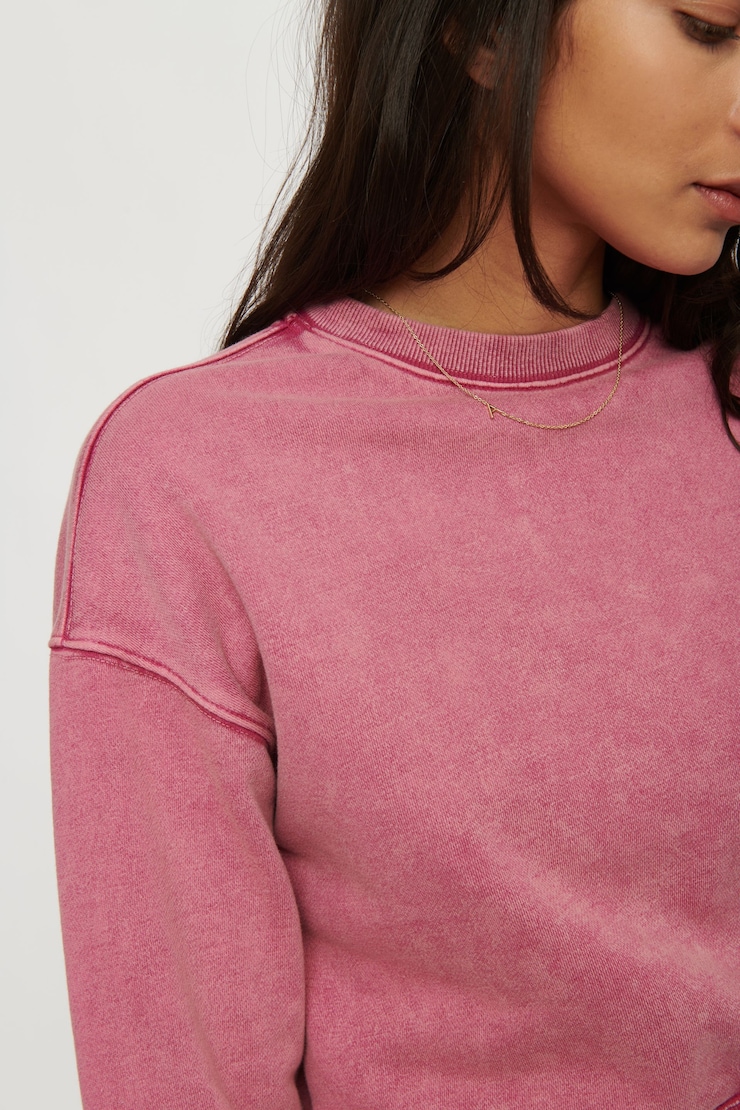 Carnaby French Terry Crop Sweatshirt Garment-Dyed Berry Wine large