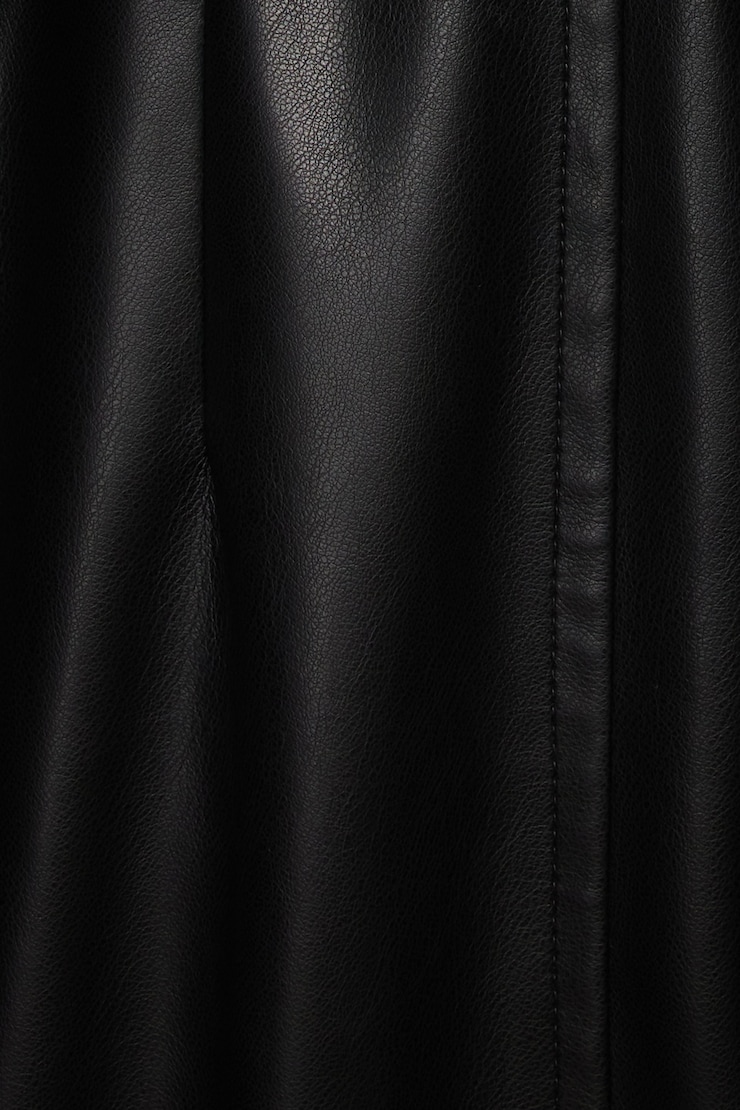 Military Faux Leather Trench Coat Jet Black large