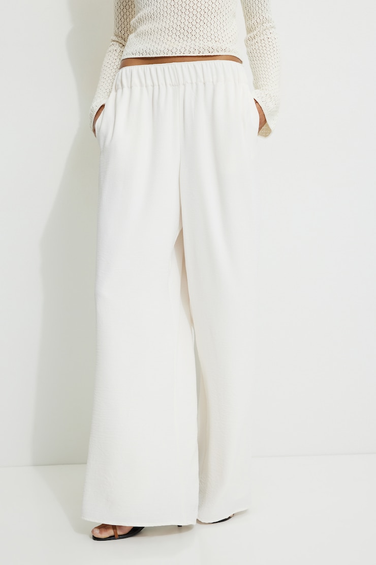 Wide Leg Pull On Pants Sea Salt Beige large