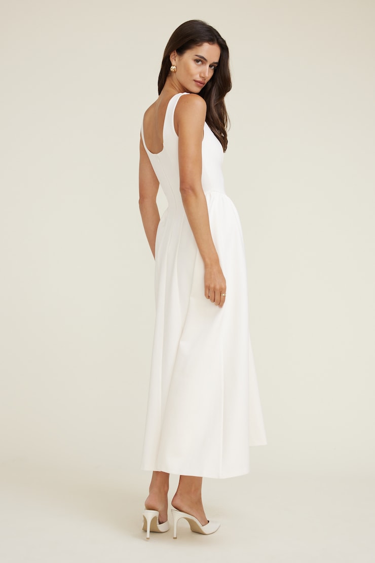 Irina Scoop Flared Ponte Maxi Dress Sea Salt Off White large