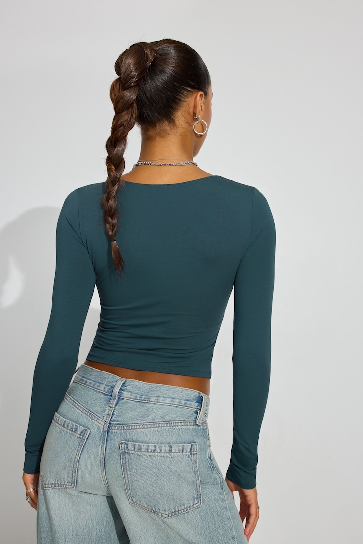 Addison Square Neck Top, True Teal, large