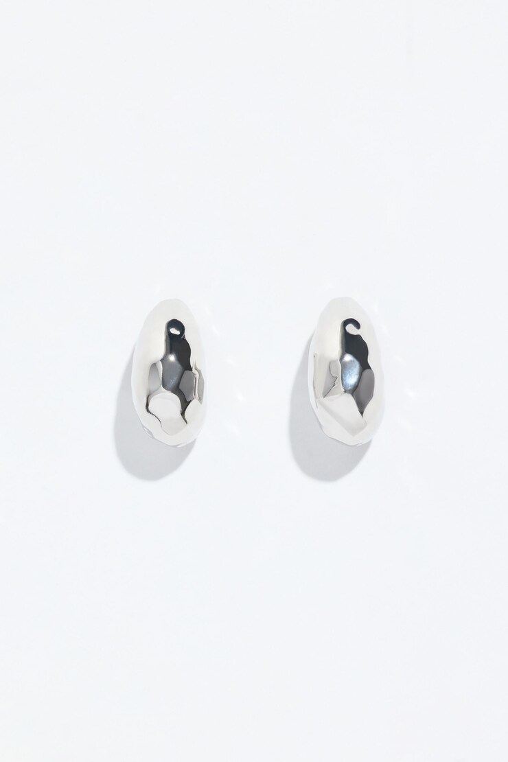 Mini Hammered Drop Earrings Silver large