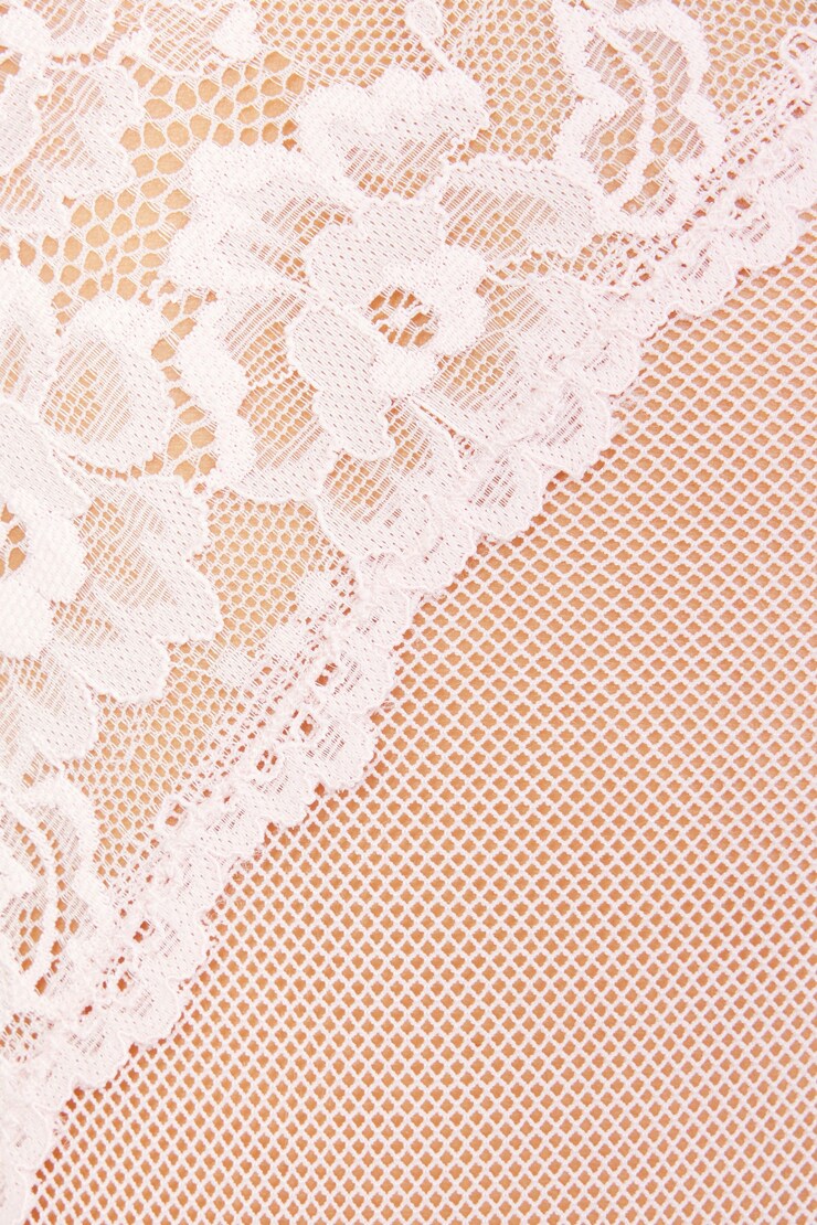 Mixed Media Mesh Bodysuit, Chalk Pink, large