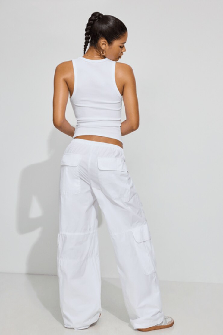 Poplin Extreme Baggy Cargo Pants, Bright White, large