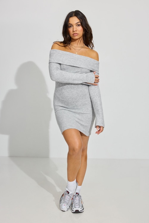 Scarlet Spongy Off Shoulder Dress Gray | Garage Scarlet Spongy Off Shoulder Dress Gray | Garage