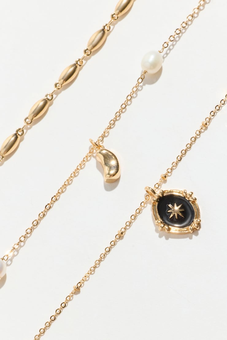 3-Pack Celestial Charms & Pearl Necklaces Off White/Gold large