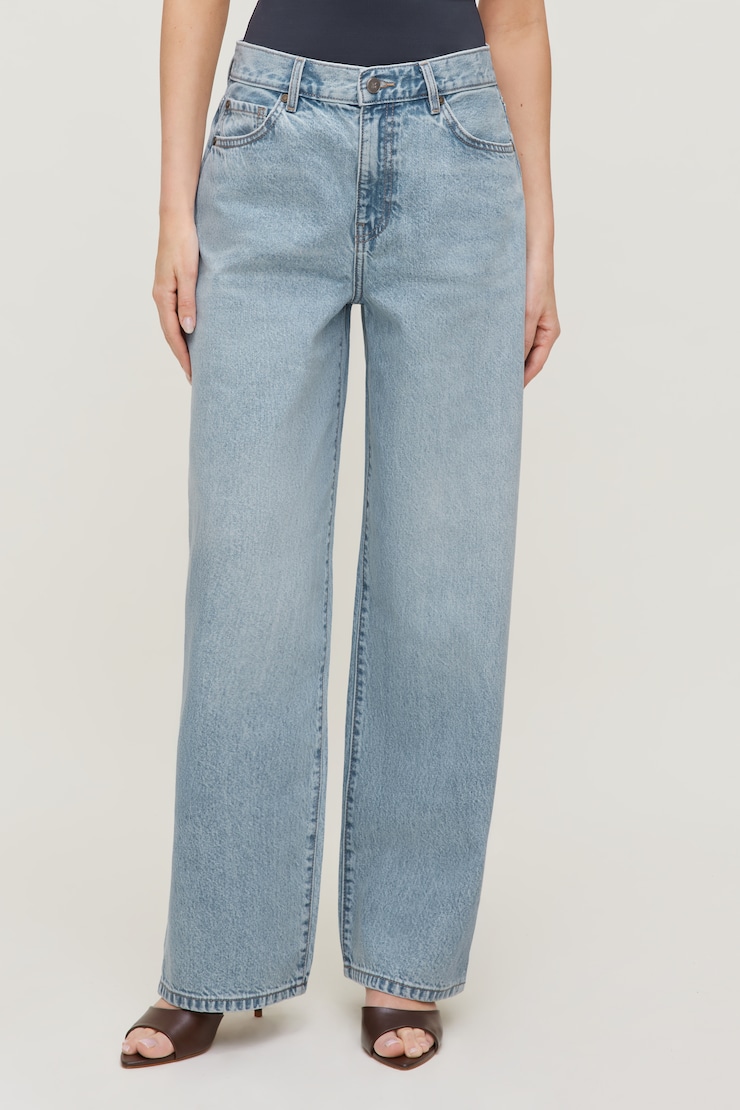 Rowan Mid Rise Baggy Wide Leg Jeans Medium Light Indigo / Amherst Blue large