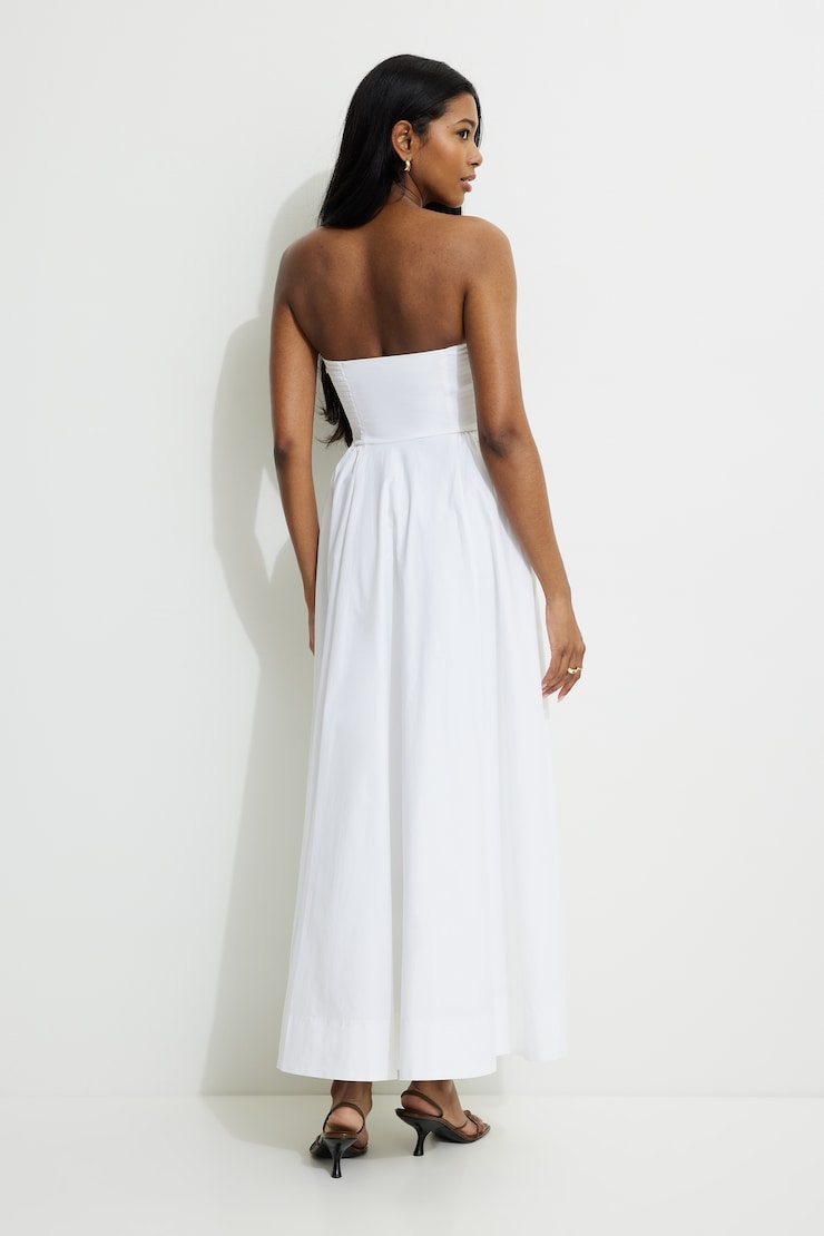Robe tube maxi surpiquée en popeline Blanc éclatant large