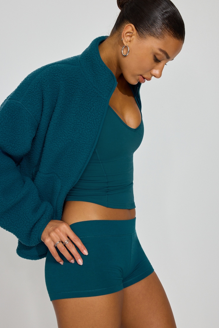 Sherpa Fleece Full Zip Jacket, Teal Tease, large