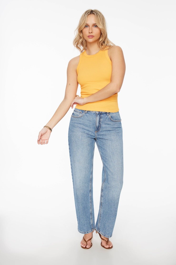 Pia Ribbed Tank Top Papaya Meringue Orange large