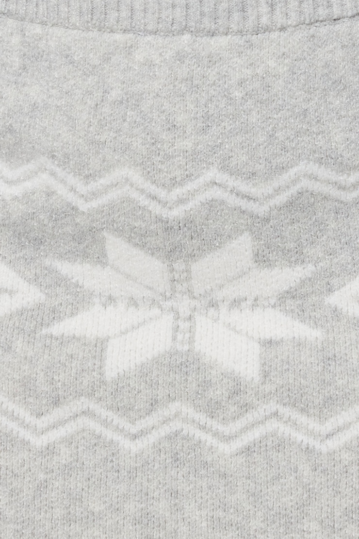 Fairisle Skirt, Light Grey Mix/Snow White, large
