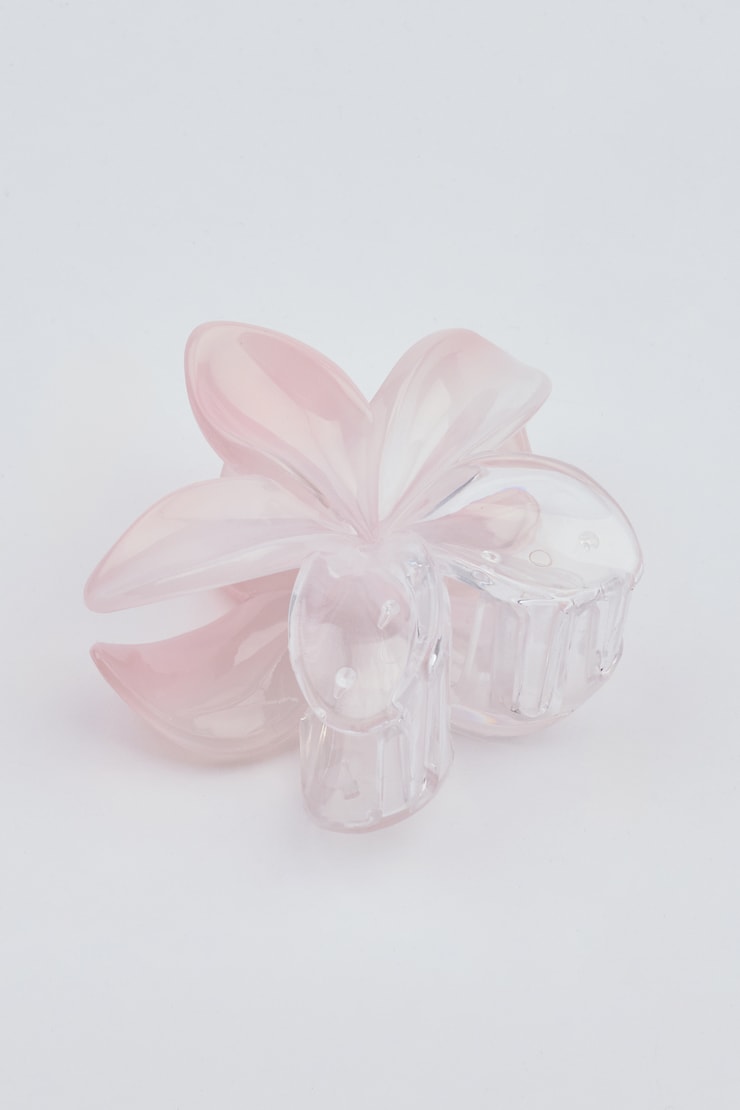 Flower Hair Claw, Translucent Pink, large