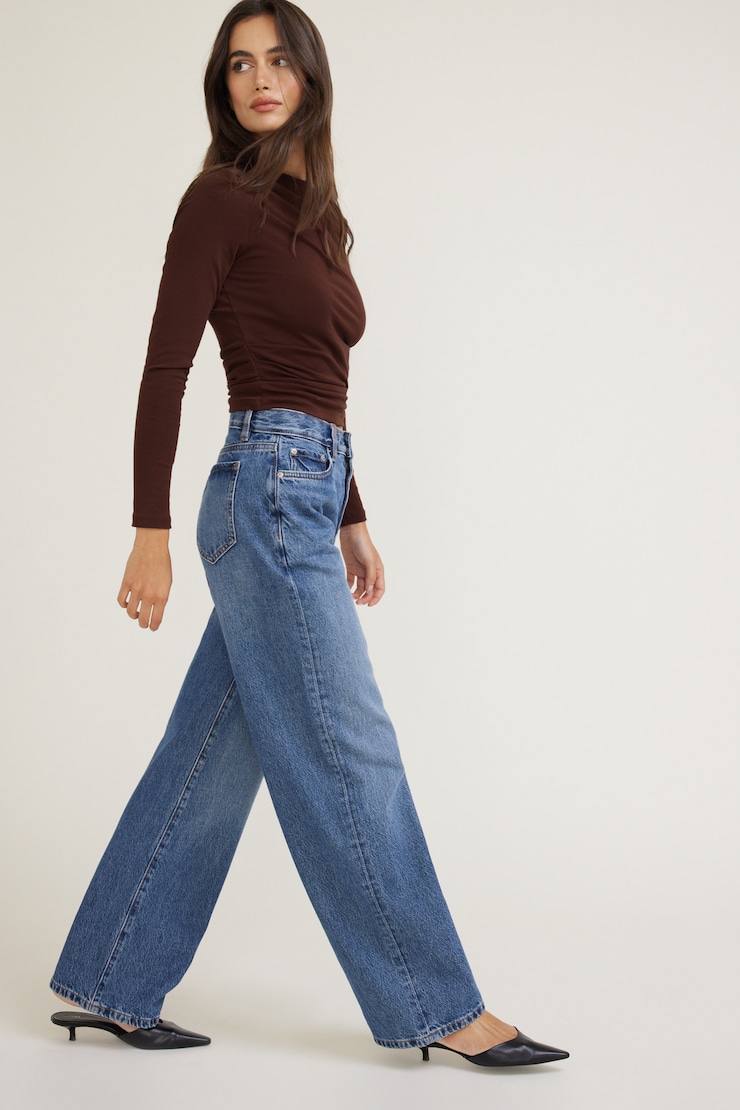 Sydney Mid Rise Baggy Fit Jeans Medium Dark Indigo / Myrtle Blue large