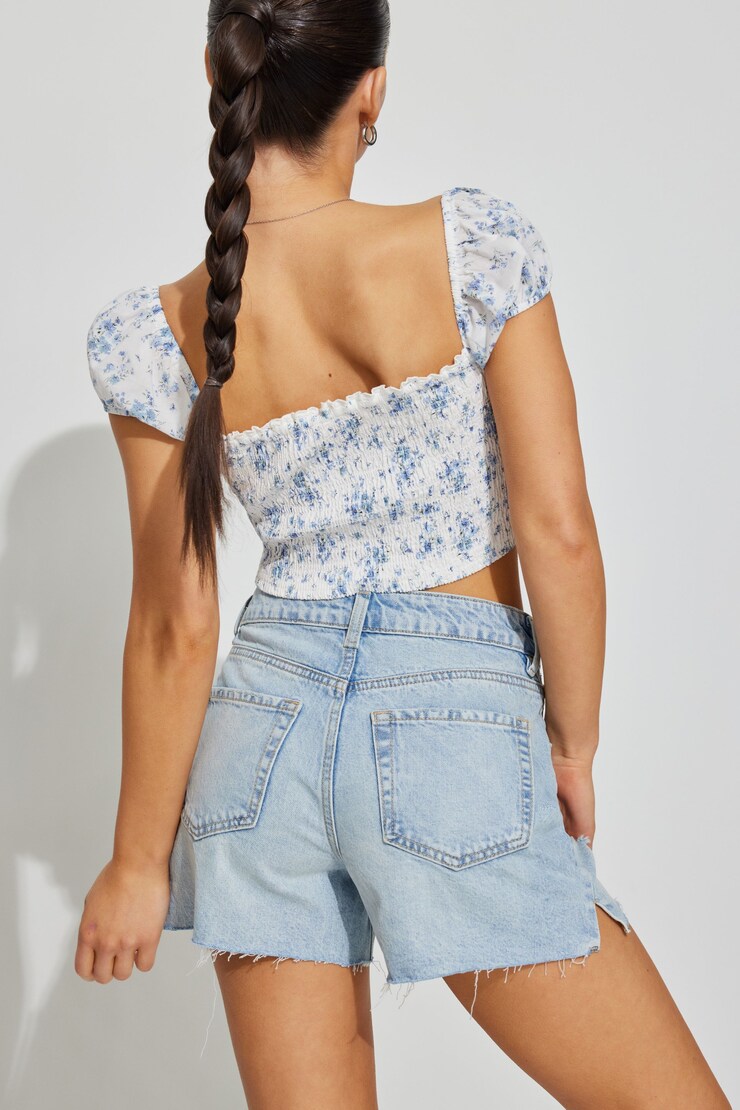 Vintage Cut-Off Denim Short, Pearl Blue, large
