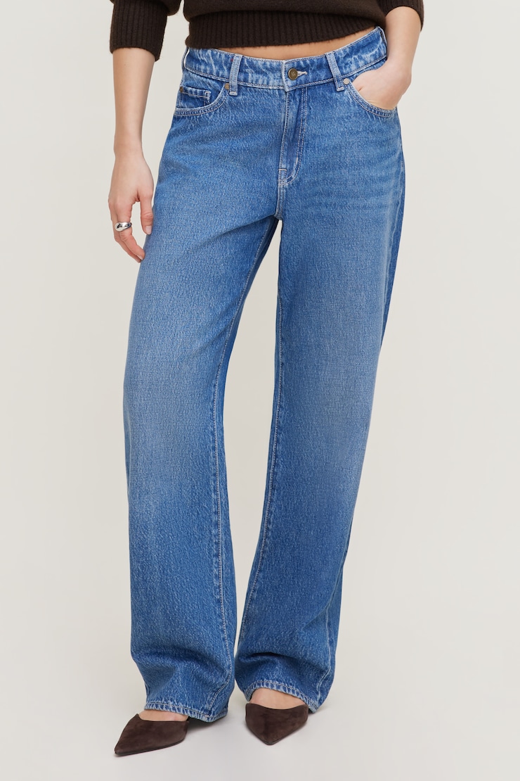 Mika Mid Rise Relaxed Straight Leg Jeans Medium Dark Indigo / Goshen large