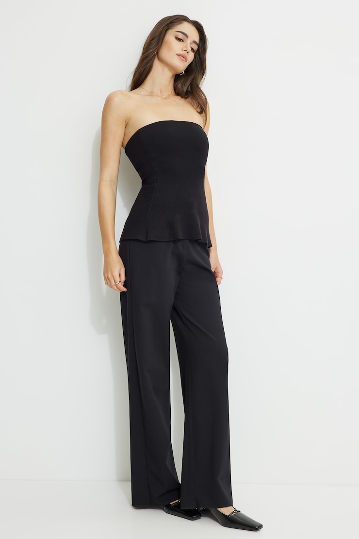 Ava Peplum Knit Tube Top Jet Black large