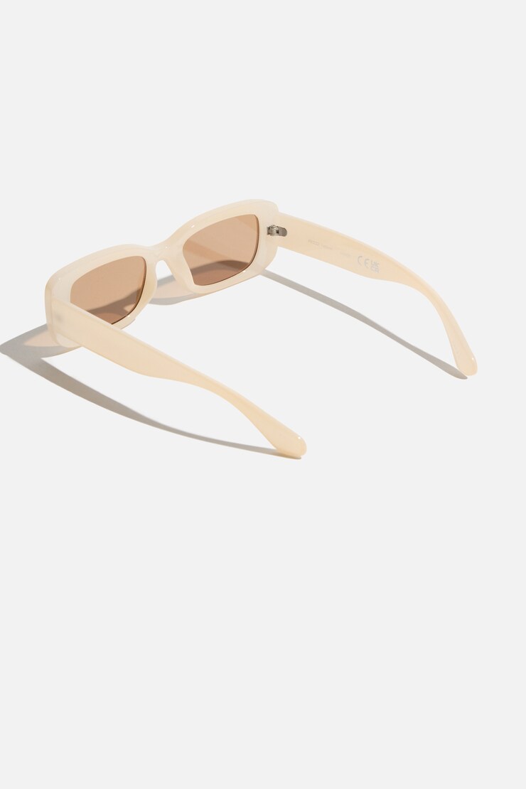 Retro Rectangular Sunglasses Milky Cream/Brown large