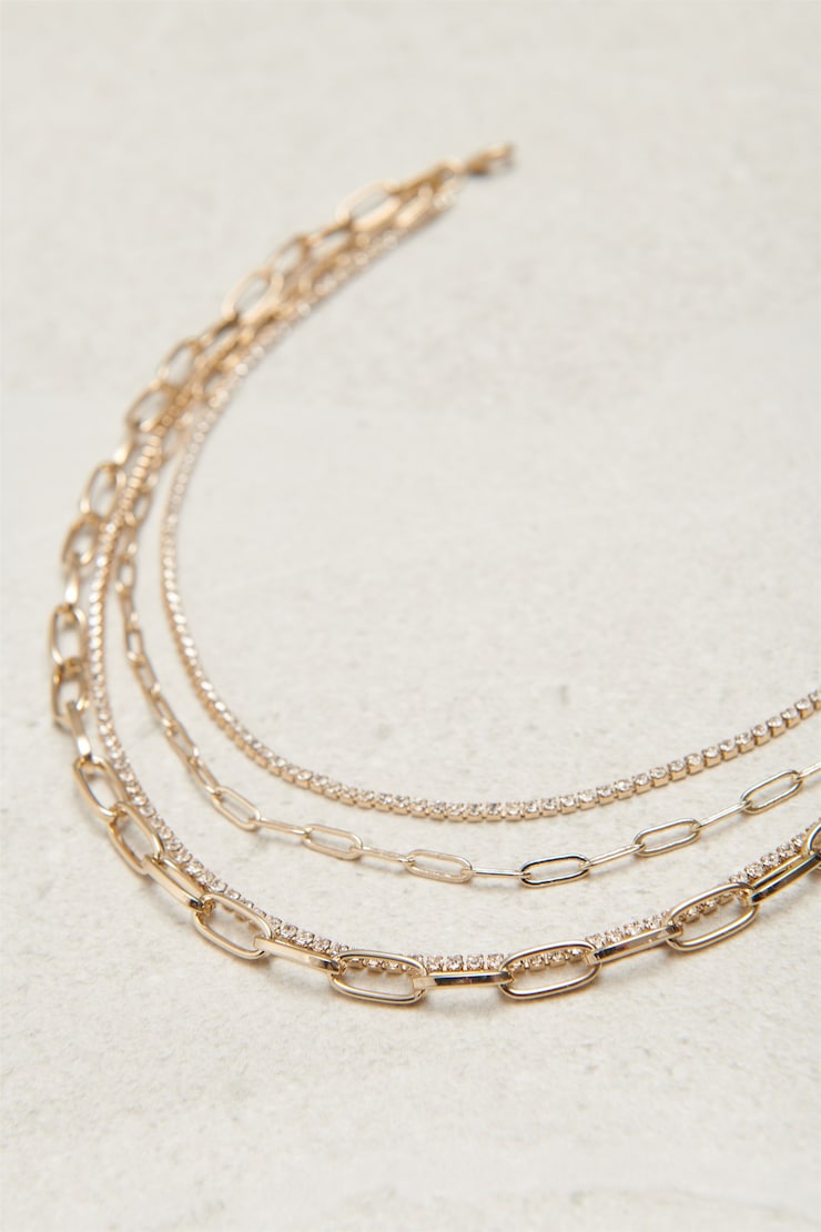 Gem Paperclip Chain Necklace Shiny Light Gold large