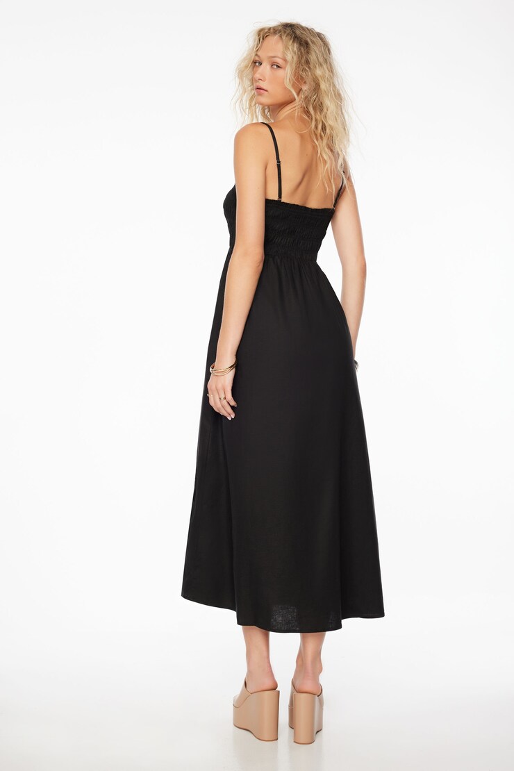 Neve Linen Maxi Dress Jet Black  large