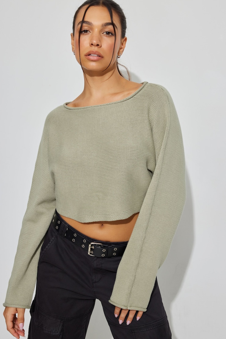 Supersoft Loose Crop Sweater, Seagrass Green, large