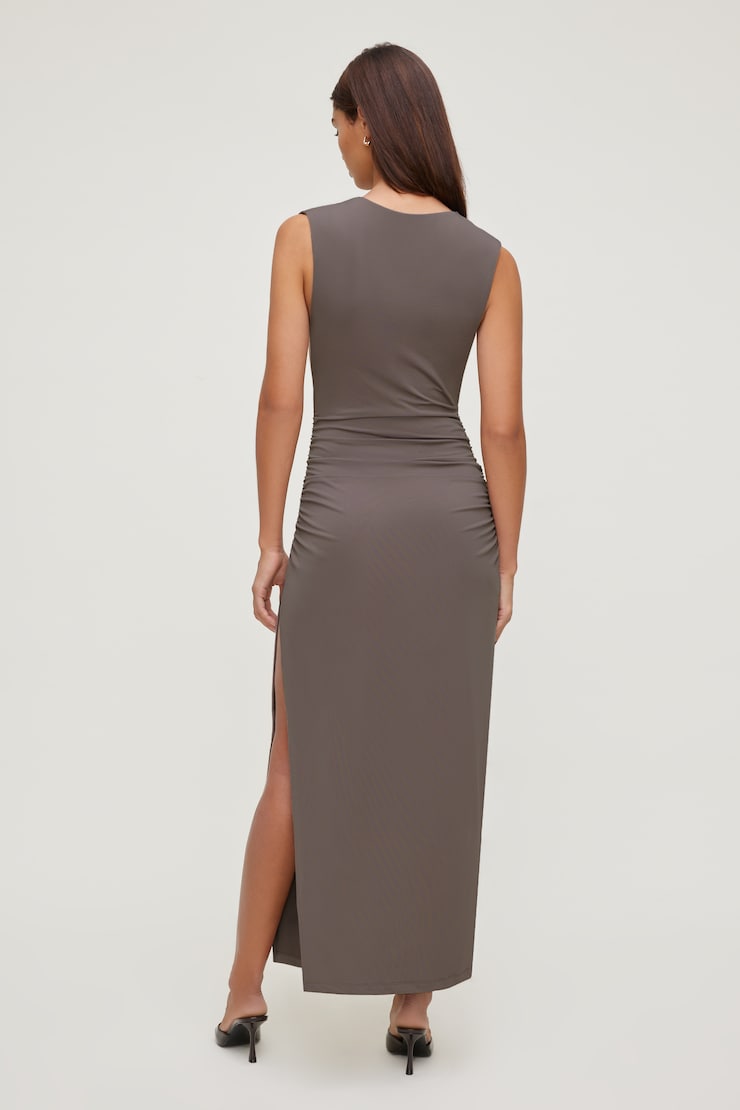 Sculpt Open Side Maxi Dress Iron Taupe large