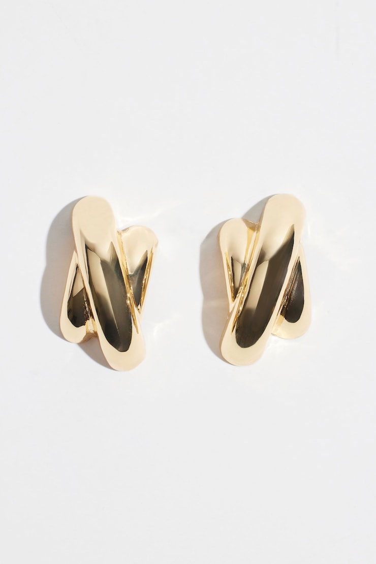 Oversized Double Cross Earrings Gold large