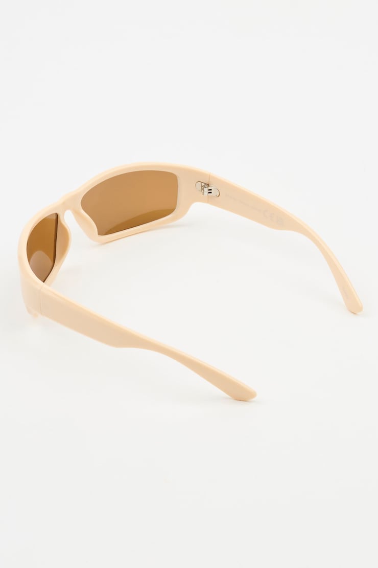 Sporty Wrap Sunglasses, Nude/Brown, large