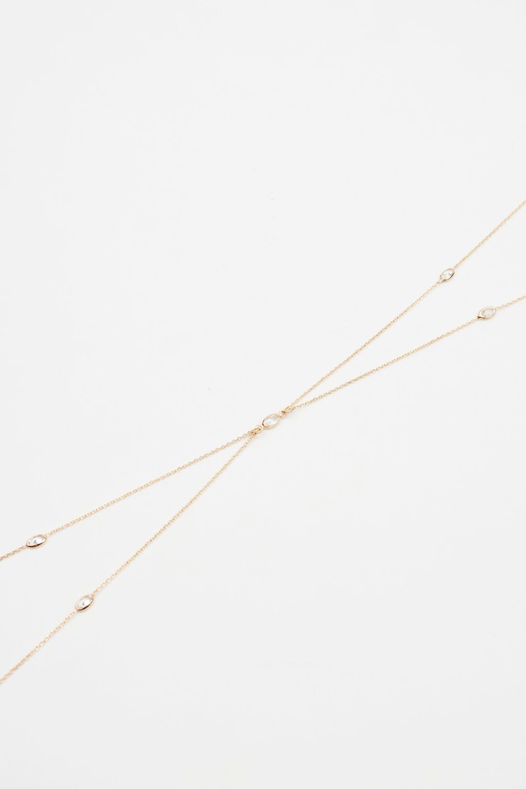 Gemstone Body Chain  Clear & Gold large