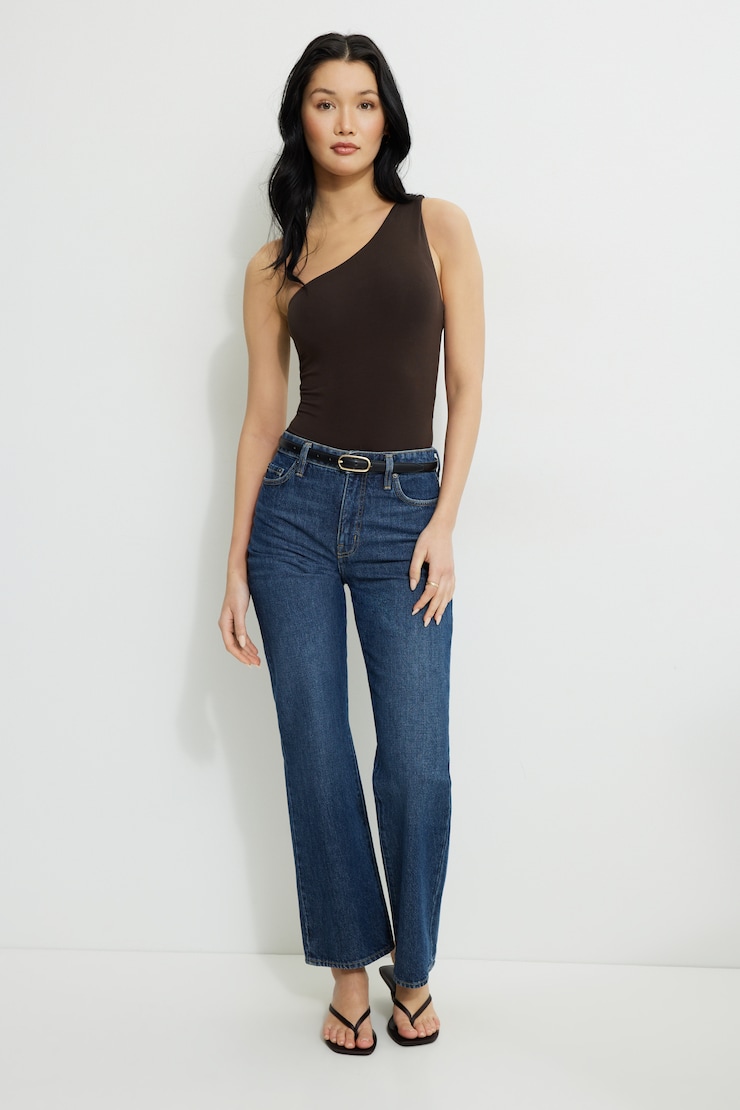 Single Shoulder Jersey Bodysuit Java Brown large