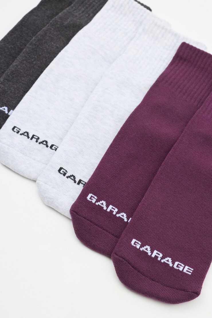 3 Pack Shorty Socks, Port Royal Burgundy/Grey Mix/Charcoal, large